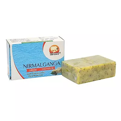 "Gou Ganga NIRMALGANGA Neem Tulsi Ayurvedic Handmade Herbal Soap - Pure, Natural, and Refreshing!