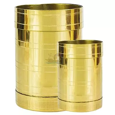 Pavu and Seru | Brass Rice Measuring Pot Padi Uzhakku | Changazhi Traditional Measuring Vessel for Paddy and Grains