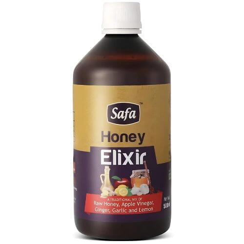 Safa Honey Elixir | 100% Pure Raw Honey, Apple Cider Vinegar, Ginger, Garlic and Lemon Heart Tonic- 500ml Safa Honey Elixir | 100% Pure Raw Honey, Apple Cider Vinegar, Ginger, Garlic and Lemon Heart Tonic- 500ml